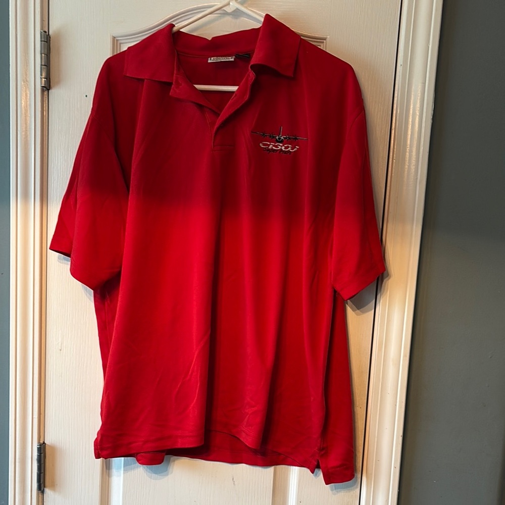 Men's Red Polo Shirt Size XL Embroidered Graphic Used